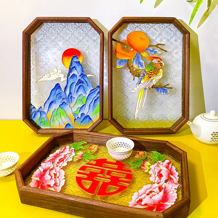 掐丝珐琅画diy书签伴手礼茶盘托盘景泰蓝中国风团建学生非遗手工