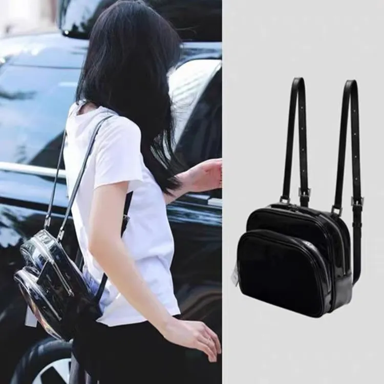 Jennie同款包包女2025新款简约通勤迷你小背包休闲百搭黑色双肩包