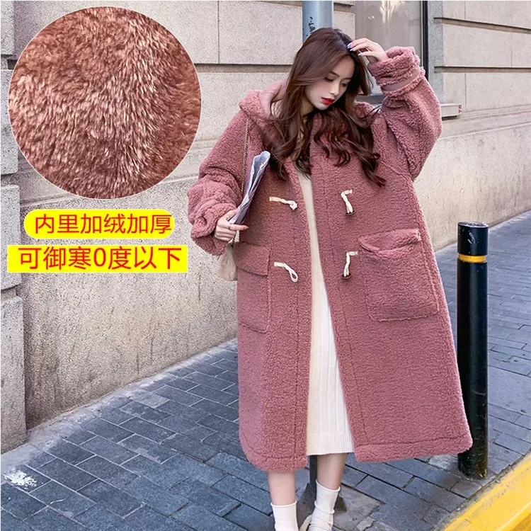 羊羔毛大衣女2023冬季新款宽松韩版中长款过膝保暖加绒加厚外套