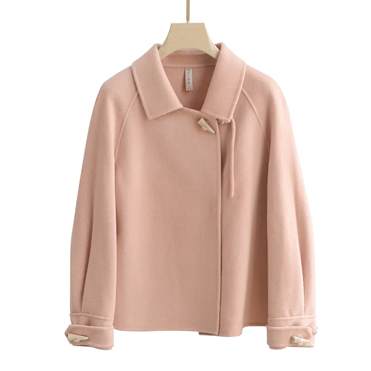 3362秋冬100%美澳毛双面大衣中国风经典短款毛呢外套