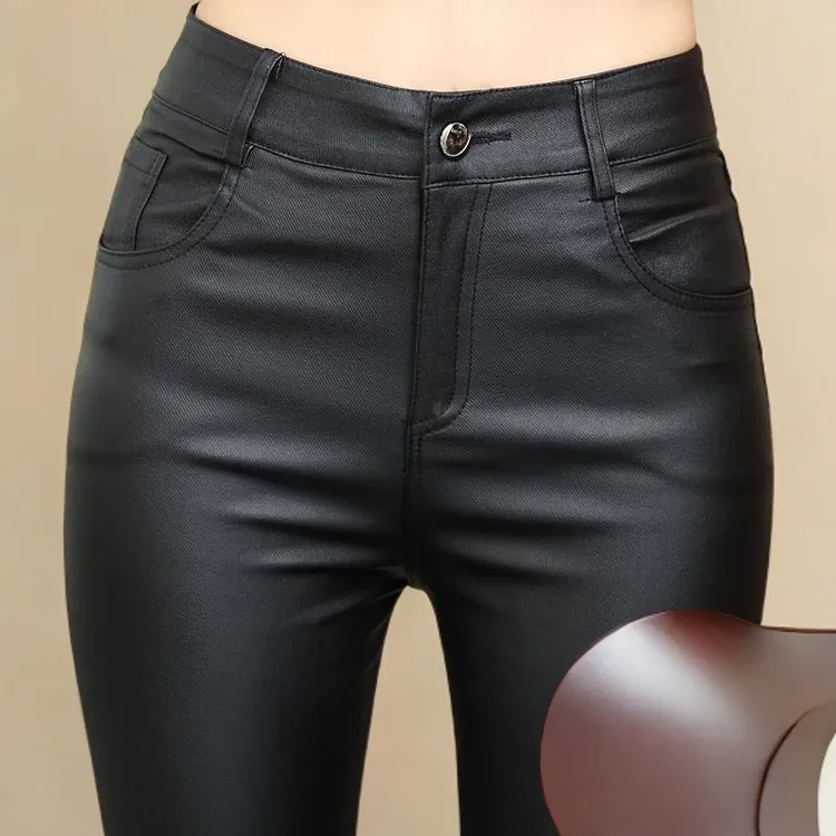 爆款皮裤正品加厚长裤高腰外穿打底裤女2025加绒冬季紧身显瘦小脚