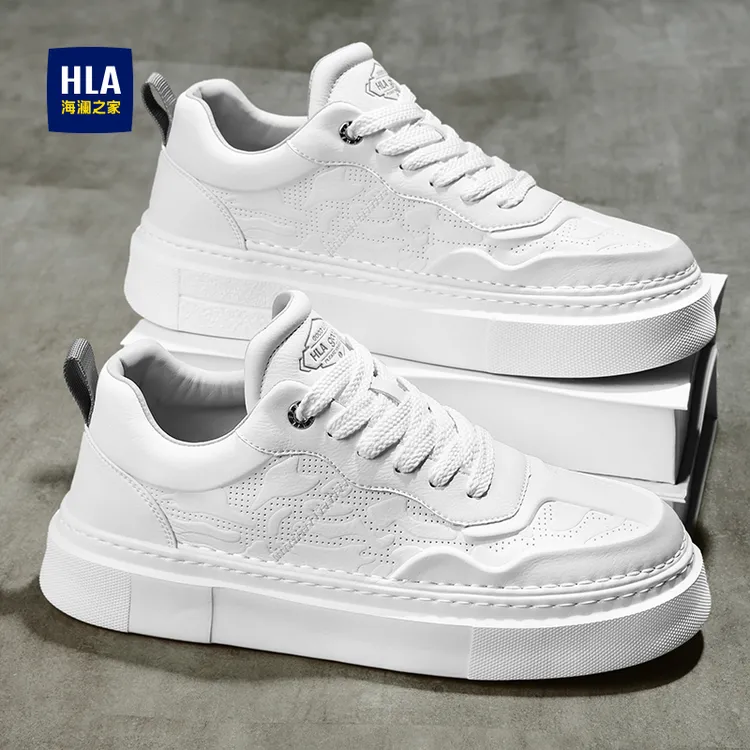 HLA/海澜之家男鞋春季时尚休闲百搭透气板鞋男士低帮耐磨小白潮鞋