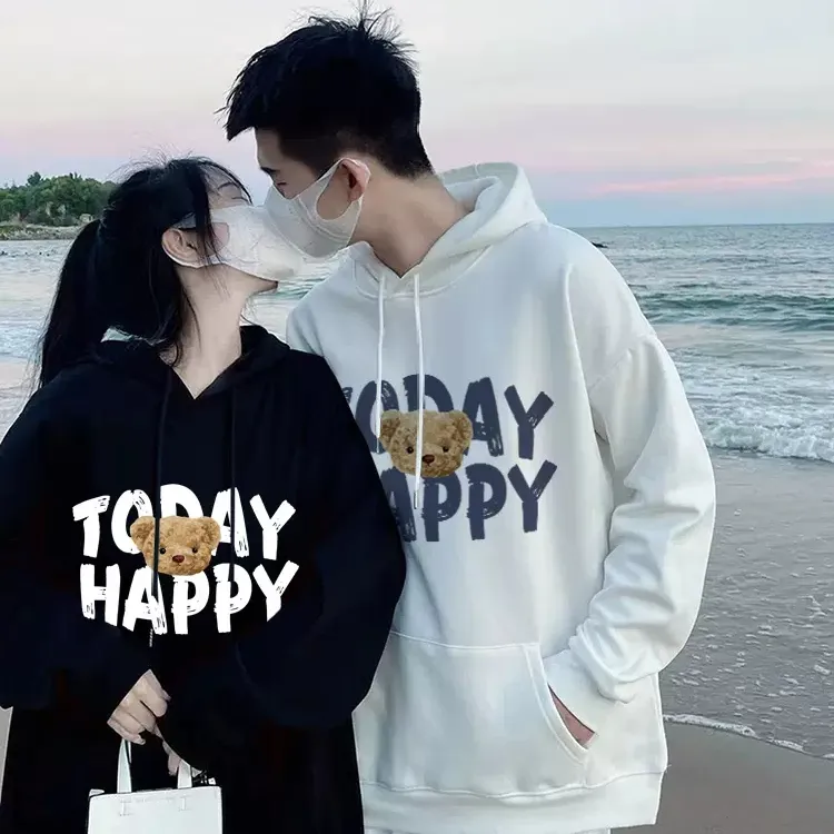 情侣装连帽卫衣高级感春秋款男女oversize潮牌外套宽松慵懒风套装