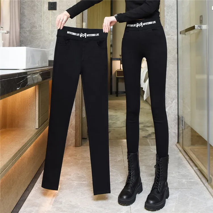 打底裤女外穿秋冬2025新款加绒加厚女裤高腰显瘦弹力紧身铅笔裤子