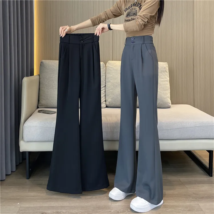 西装微喇裤女春秋季喇叭裤子女2025新款高腰显瘦阔腿直筒休闲女裤