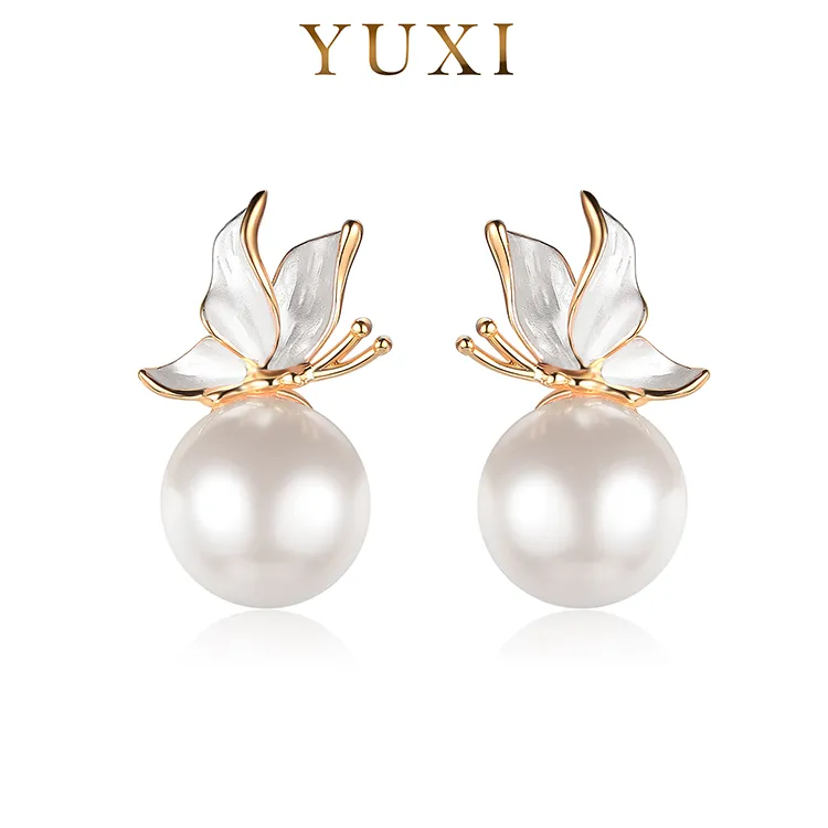 羽兮 铜合金珐琅耳饰 925银针款【蝴蝶系列】设计师爆款耳钉耳饰