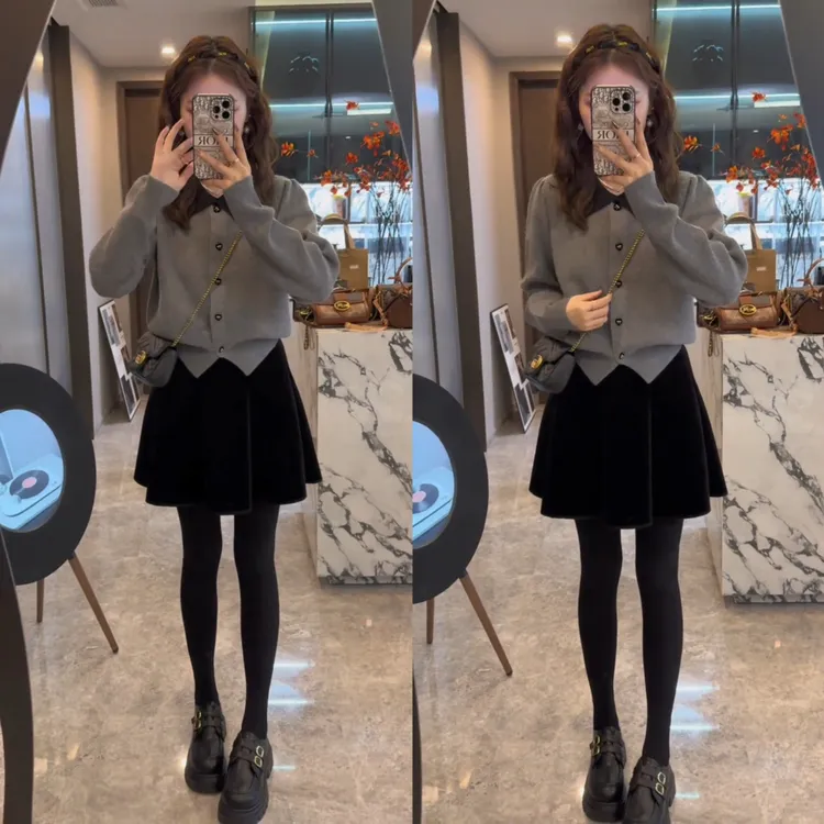 撞色轻奢减龄毛衣开衫女韩版小众设计感软糯针织衫外穿上衣秋冬潮