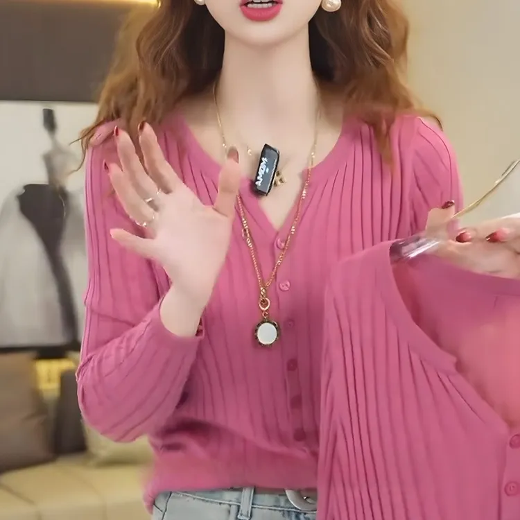 纯色气质针织开衫女潮ins长袖毛衣秋冬新款洋气时尚百搭韩系上衣