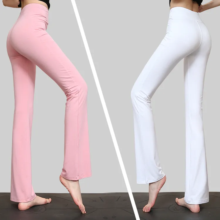 广场舞裤子跳拉丁舞长裤女夏季高腰莫代尔喇叭裤练功裤黑色舞蹈裤