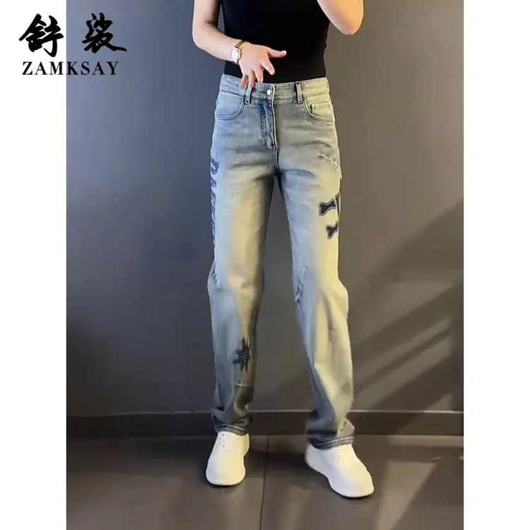 潮牌男装轻奢春秋男士设计感小众牛仔裤宽松直筒休闲长裤子时尚潮