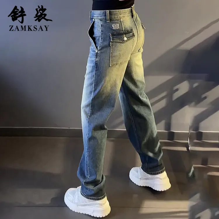 高级感痞帅牛仔裤直筒宽松轻奢男装秋季潮牌男士时尚新款休闲长裤