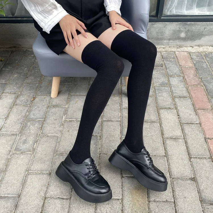 秋冬新款长筒袜黑色袜子舒适显瘦透气过膝袜女高筒袜运动袜微压袜