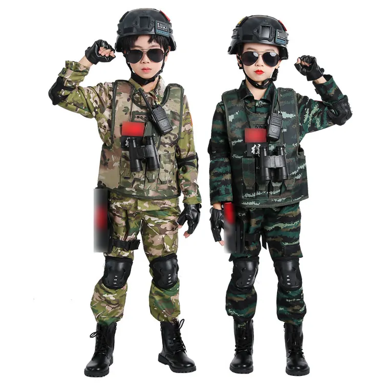 儿童迷彩服套装男女童长袖角色扮演夏令营户外特种兵军训服小孩