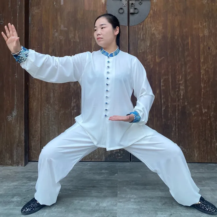 新款春秋白色乘风破浪太极男女舒适飘逸团队首选武术训练服太极服