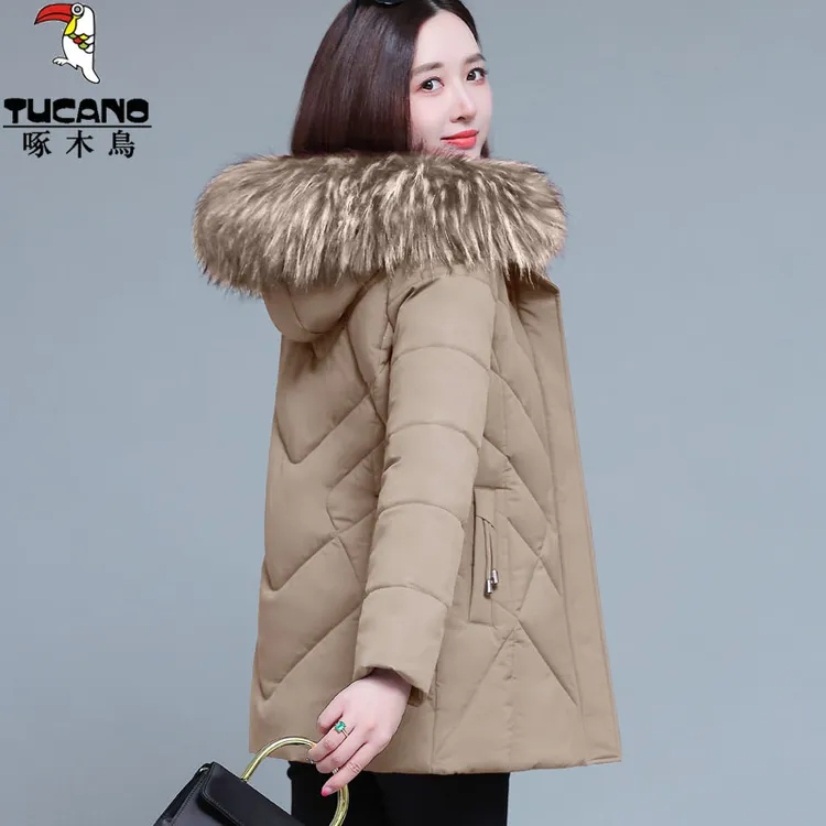 【官方】啄木鸟棉服女秋冬季新款时尚加绒加厚女士外套上衣保暖棉衣