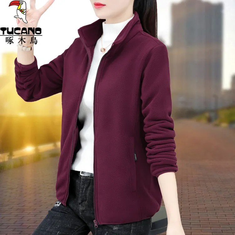 【官方】啄木鸟摇粒绒短外套女春秋2025新款休闲中年妈妈装洋气上衣