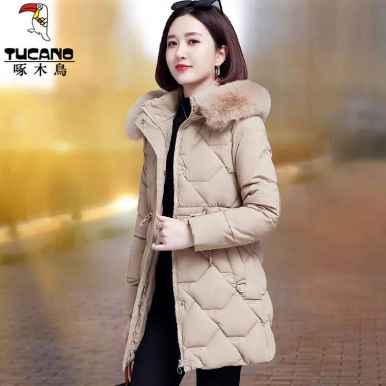 【品牌】啄木鸟冬季中长款棉衣女2025新款洋气中年妈妈棉服外套棉袄