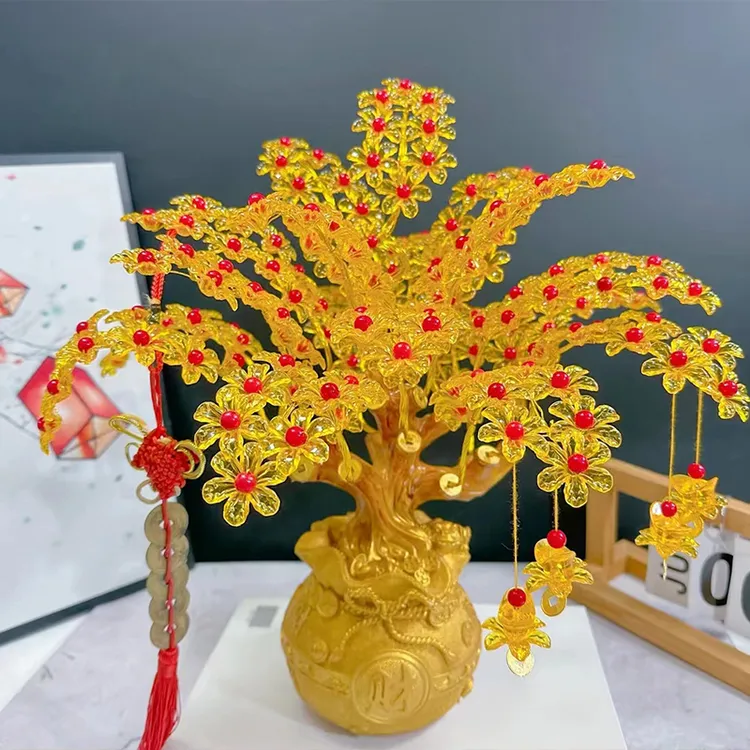 【八方来财发财树】手工串珠编织品DIY串珠发财树材料包装饰品摆件
