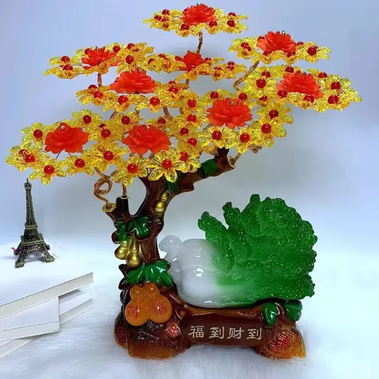 手工串珠发财树材料包葫芦双全玉白菜招财树工艺品