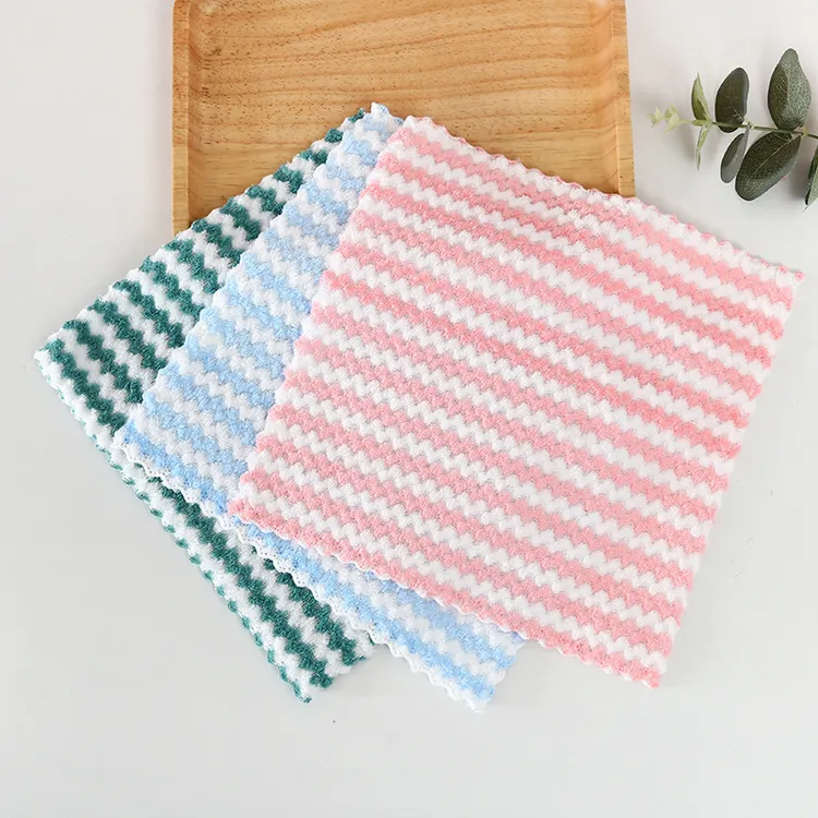 加厚波浪洗碗布抹布家务清洁厨房去油洗碗抹布厨房毛巾洗碗布
