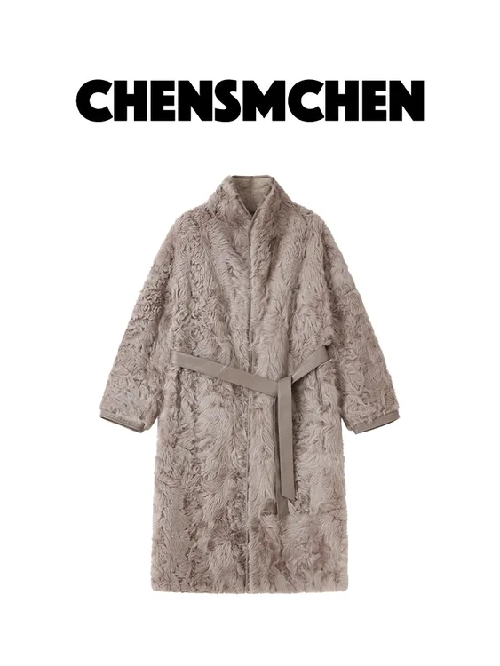 CHENSMCHEN 两穿羊毛一体毛呢大衣女秋冬中长款呢子外套C24D055SL