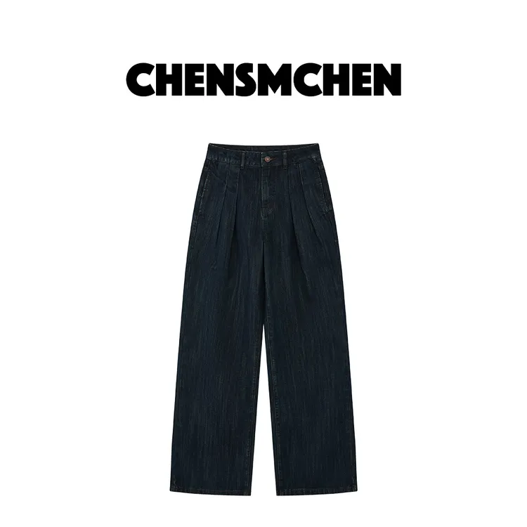 CHENSMCHEN做旧高腰休闲裤女百搭宽松显瘦直筒裤C24K080MX