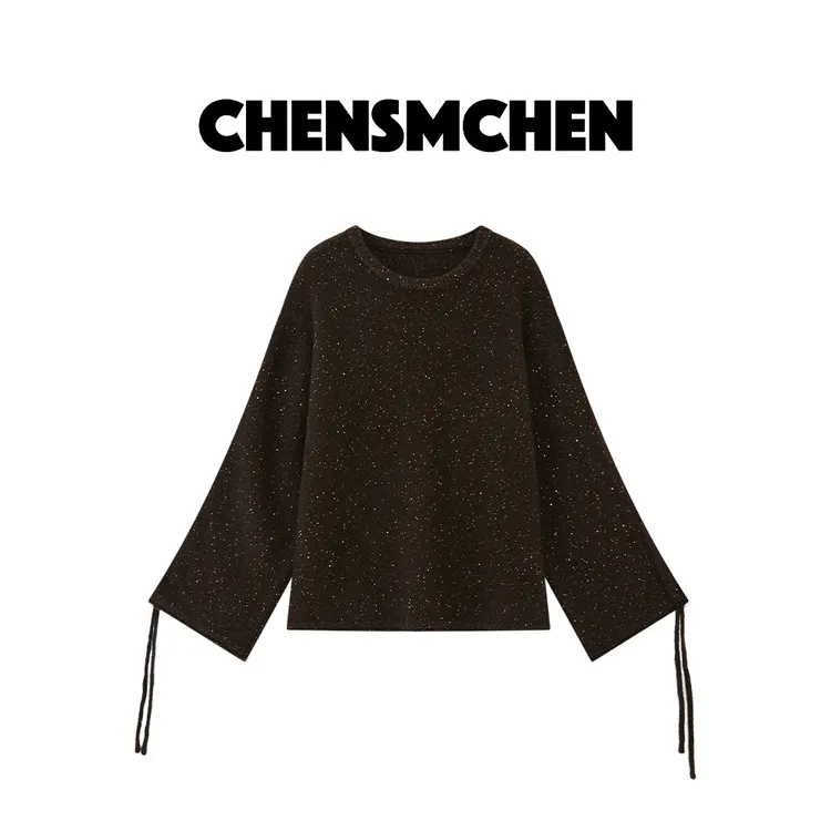 CHENSMCHEN牦牛绒套头圆领毛衣女秋季宽松设计感毛衫C24M029SL