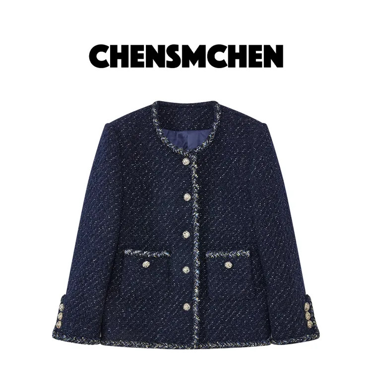  CHENSMCHEN 秋季编织法式小香风女粗花呢短款百搭外套C24W087MX