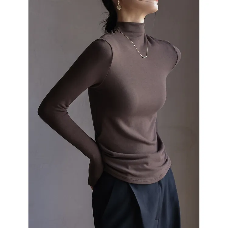 高品质加厚莫代尔半高领纯色打底衫女秋冬季内搭长袖上衣打底上衣