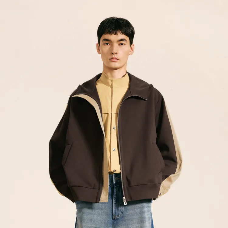 速写男装秋新款休闲宽松重磅开衫卫衣连帽拼接潮流外套9O8411640