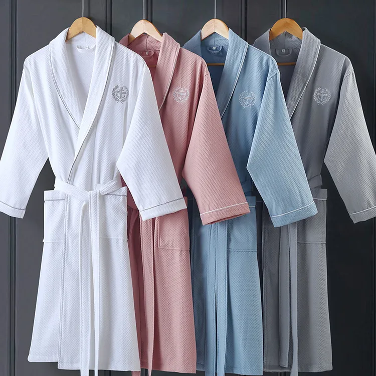 100%全棉高档浴袍男士女士纯棉长款睡袍爆款2025新款夏季薄款浴衣