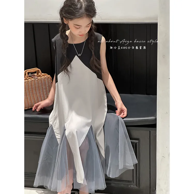 k24363韩国童装女童夏装连衣裙2025新款儿童无袖裙女孩背心裙宽松