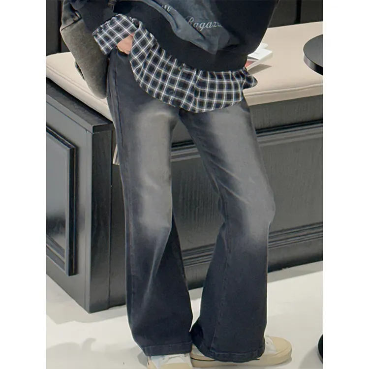 K27039孙小美女童秋冬装牛仔裤2025新款儿童加绒加厚休闲裤子