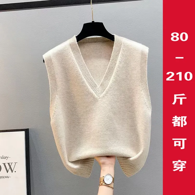 马甲背心外套春秋坎肩2025新款大码针织衫女毛衣V领宽松马夹外穿