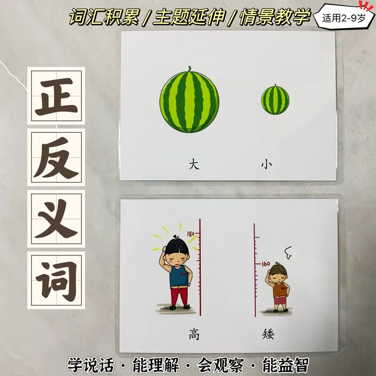 反义词学说话语言训练卡早教特教语言教具思维逻辑自闭语言迟缓