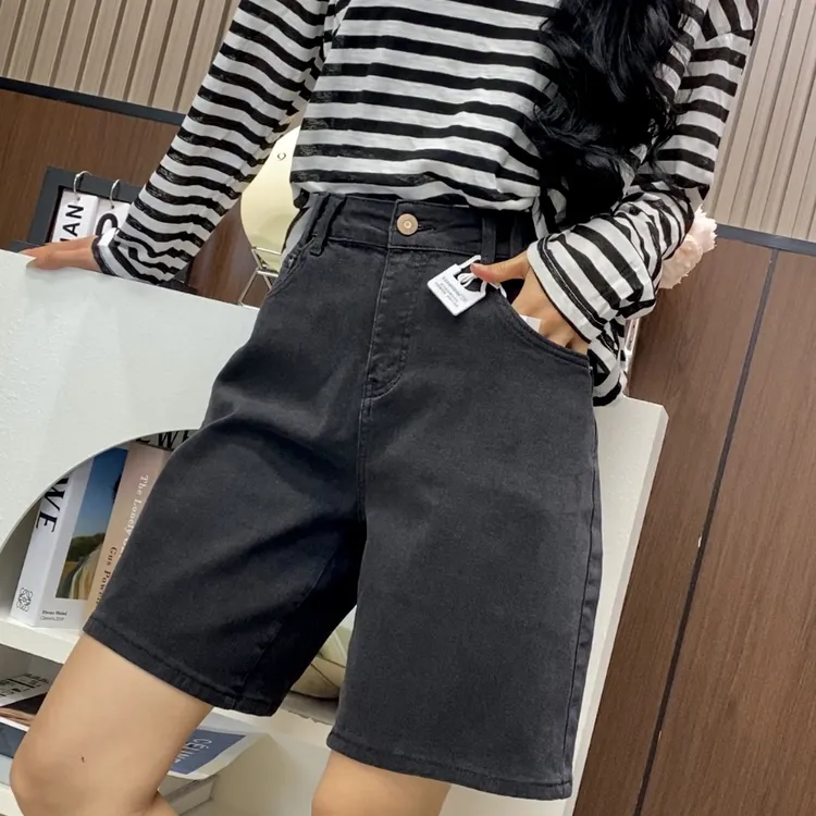【大弹力显瘦五分裤2207】夏季显瘦显高软牛仔五分短裤/不配腰带