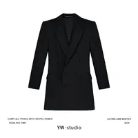 YUWEI/定制 琥珀流光风九分袖收腰名媛双排扣西装外套 CYP2539