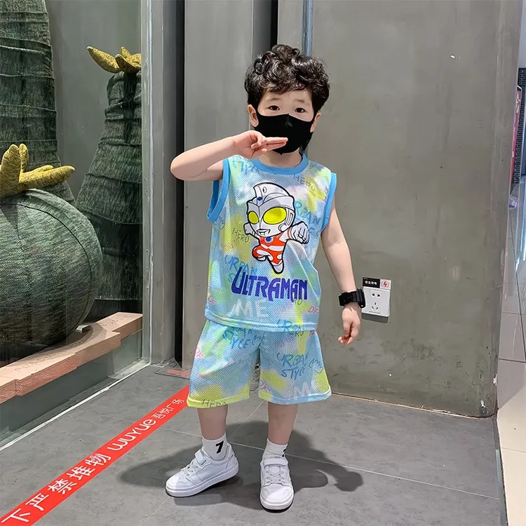 奥特曼儿童套装男童夏季透气篮球服2025新款速干运动无袖背心夏装