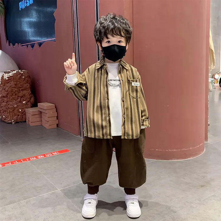男童秋装套装2024新款儿童早秋薄款衬衫外套宝宝洋气时髦秋季童装