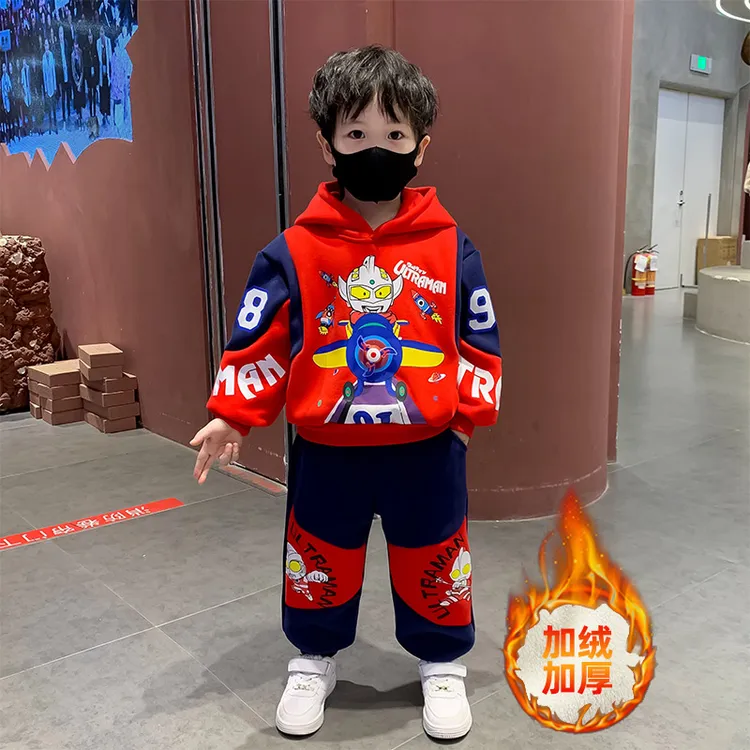 奥特曼衣服男童加绒卫衣套装2025新款奥特曼衣服3-6岁网红爆款