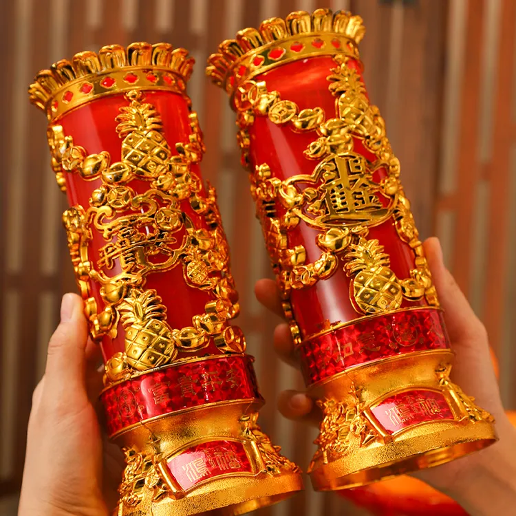 家用水晶蜡烛过年过节喜庆蜡烛无烟红色防风开业新居乔迁用蜡烛