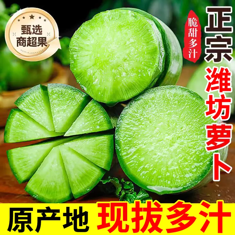 【好货推荐】潍坊水果萝卜生吃脆甜微辣农产品青萝卜3/5/9斤包邮