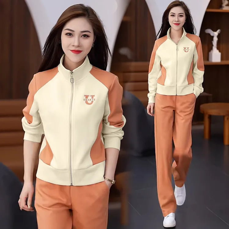 高含棉运动服套装女2025年春秋新款时尚洋气减龄卫衣阔腿裤两件套