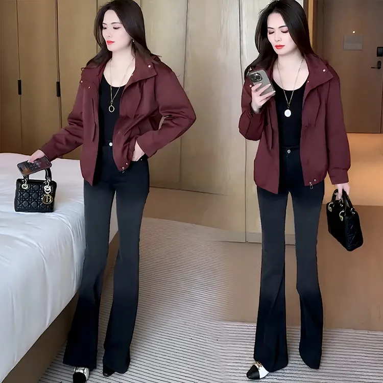 小个子短款连帽风衣外套女2025春秋季新款洋气减龄宽松夹克上衣潮