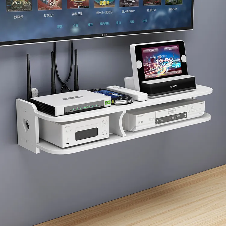 路由器置物架墙上电视无线投影仪放wifi收纳盒托架免打孔壁挂式