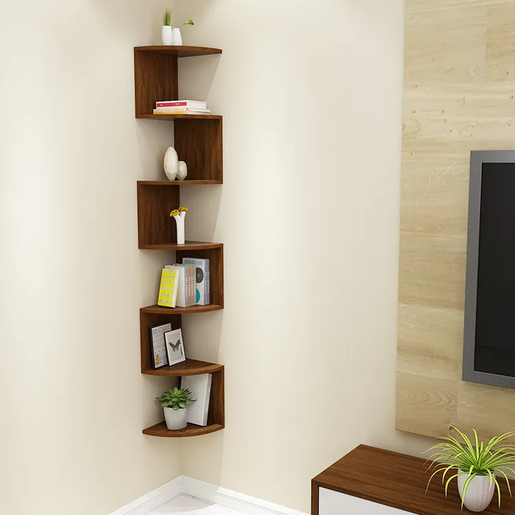 实木转角置物架家用墙角落书架拐角壁挂客厅免打孔卧室墙面上装饰