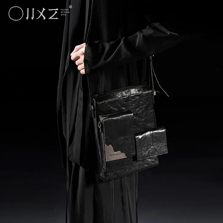 幻象者设计师品牌新品植鞣牛皮革斜挎包可拆卸手机包背包男女同款