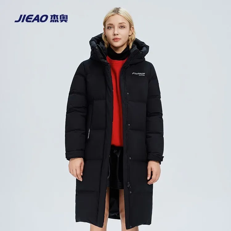 【90鹅绒服】杰奥女中长款过膝羽绒服冬季加厚新款爆款户外极寒系列