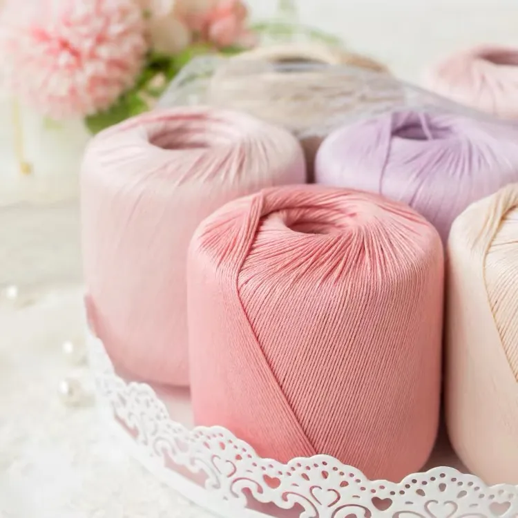 蕾丝线6号真丝棉线手工编织桑蚕丝材料包diy钩针细柔软团帽子衣服