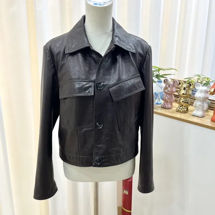 CY 网红爆款简约歪兜真皮皮衣